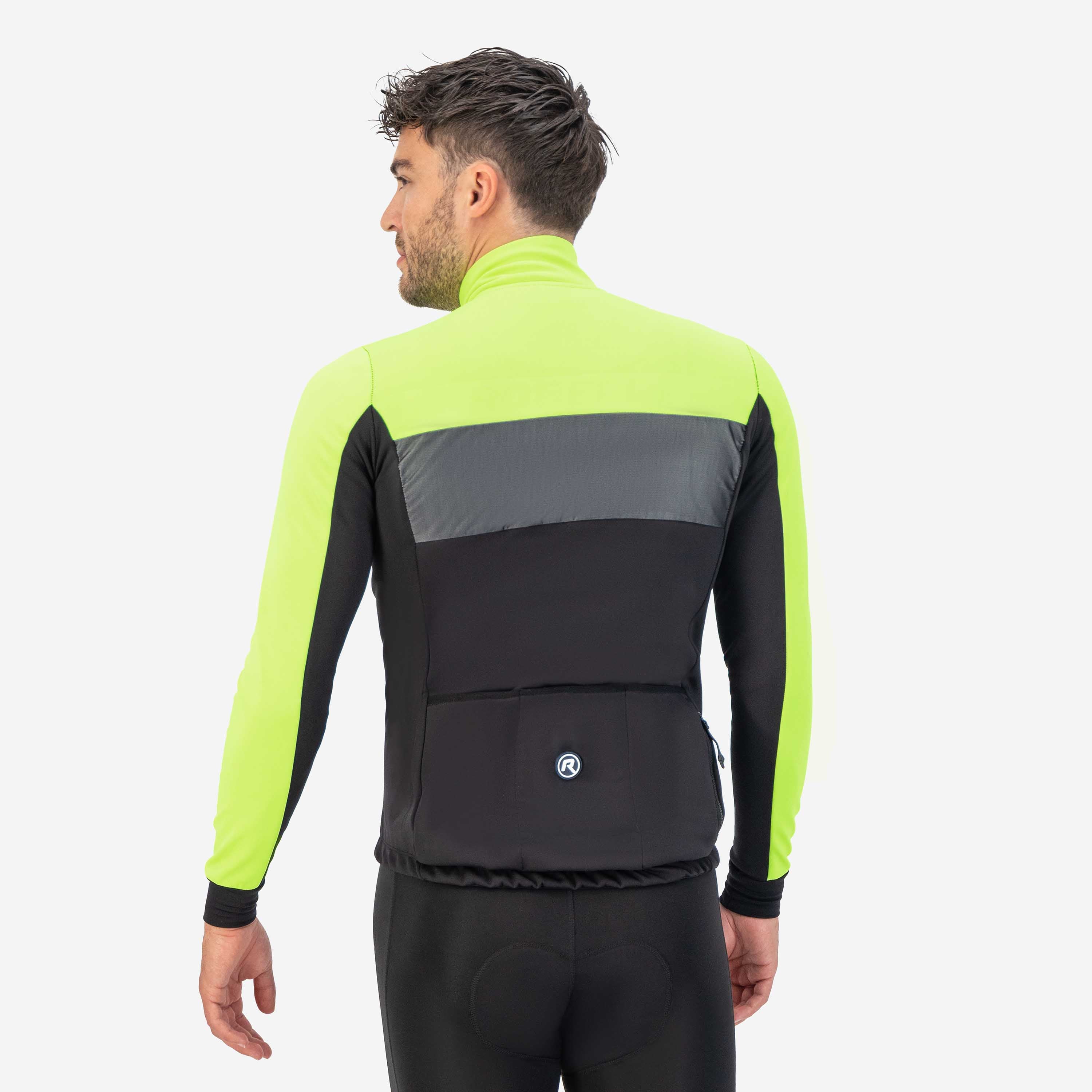 Attq Winter Fietsjack Heren - Zwart/Fluor Geel