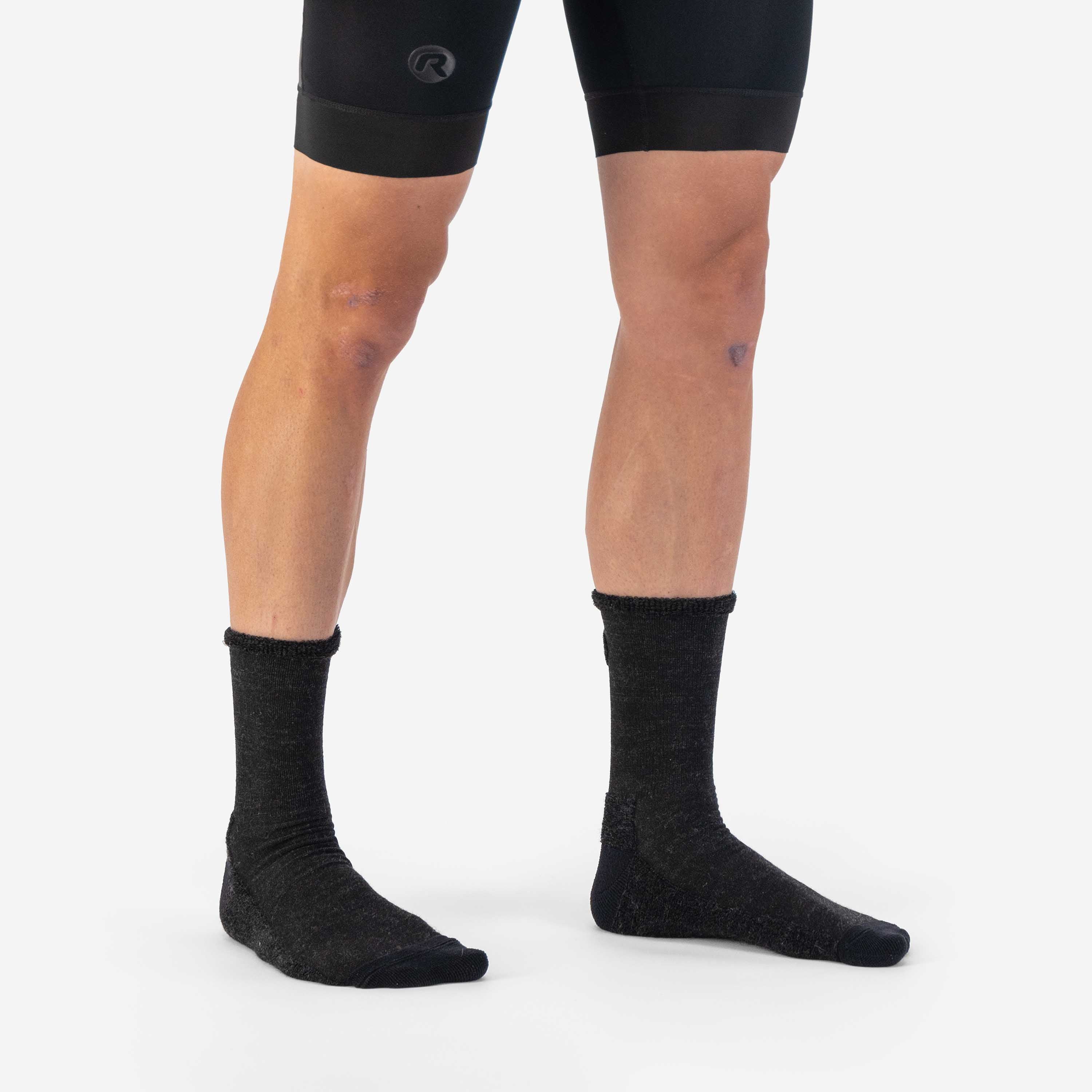Merino Terry Winter Bicycle Socks - Gray/Black