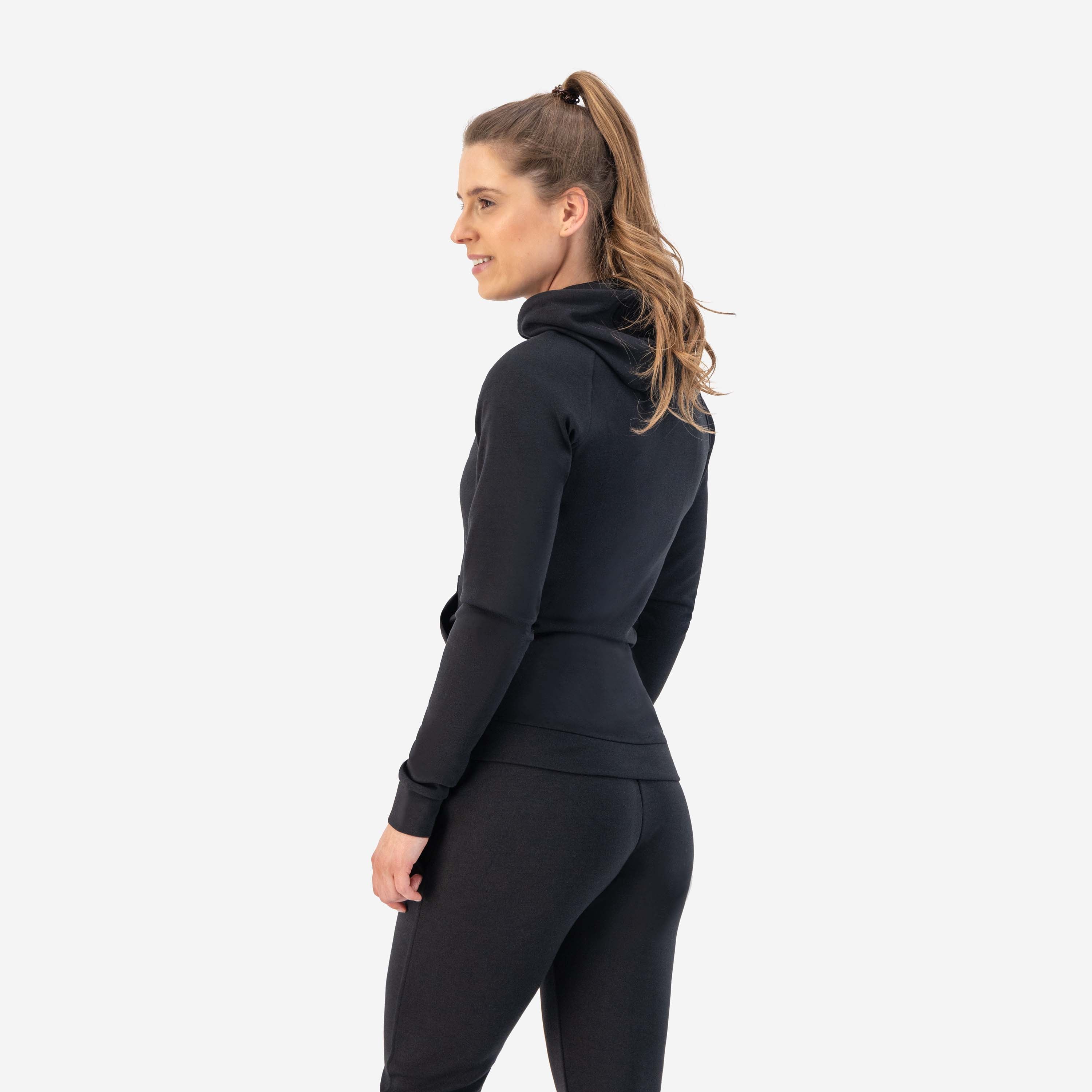 Training II cardigan with hood ladies - Black