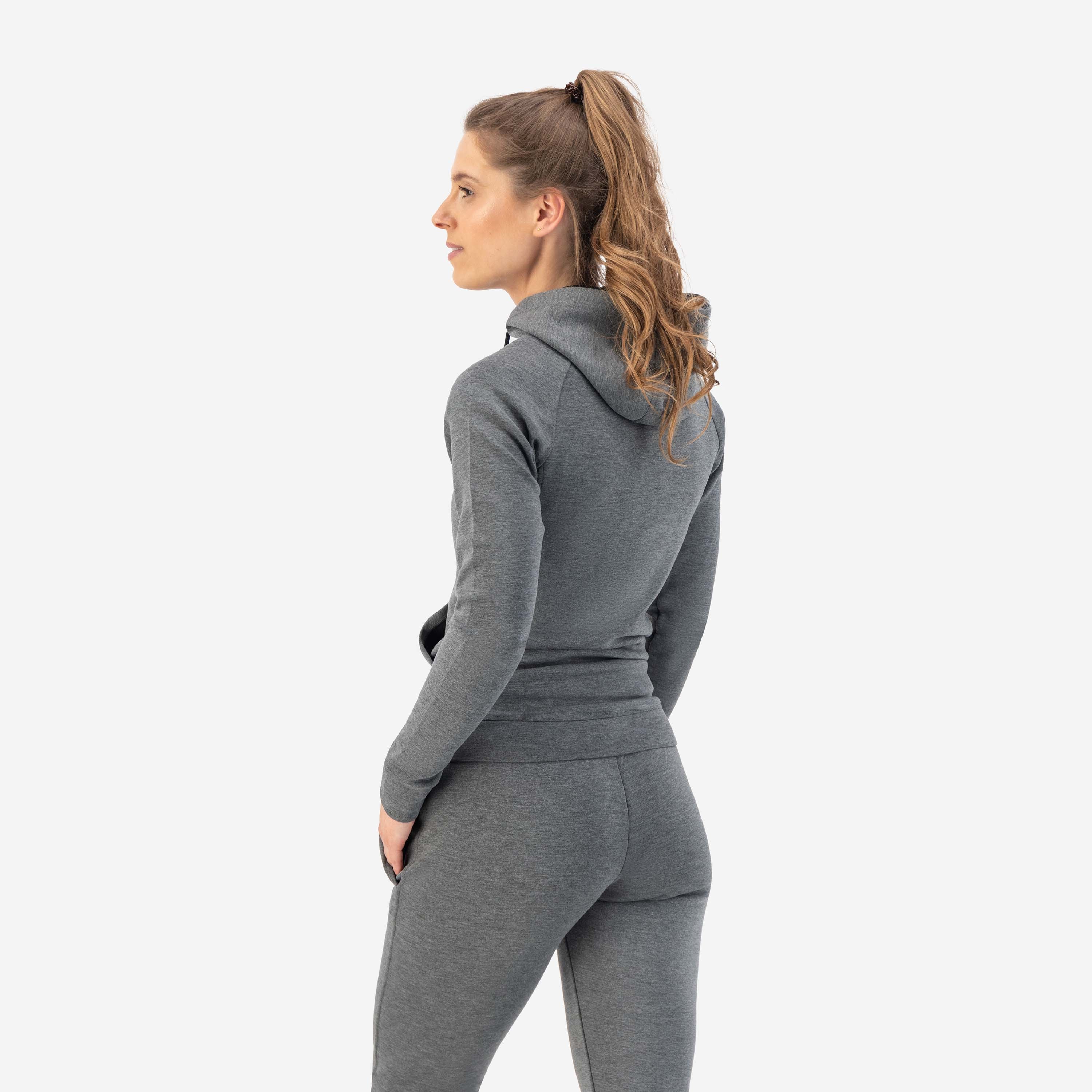 Training II cardigan with hood ladies - Gray