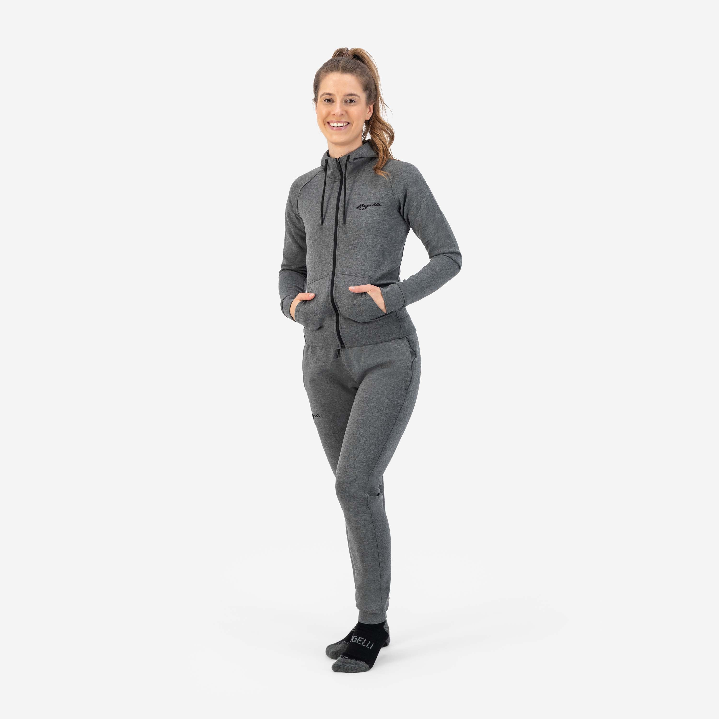 Training II cardigan with hood ladies - Gray