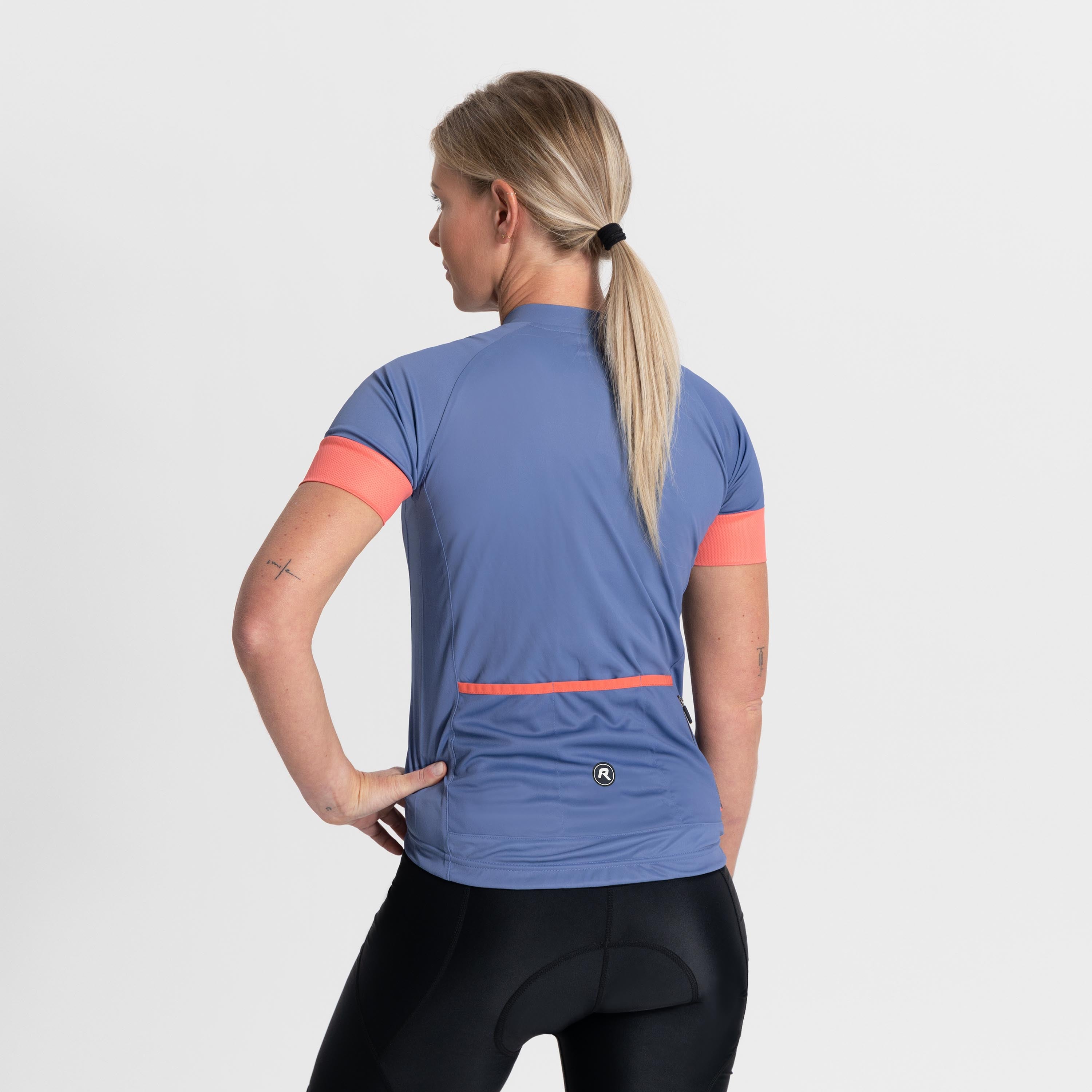 Modesta Fietsshirt Dames - Blauw/Koraal