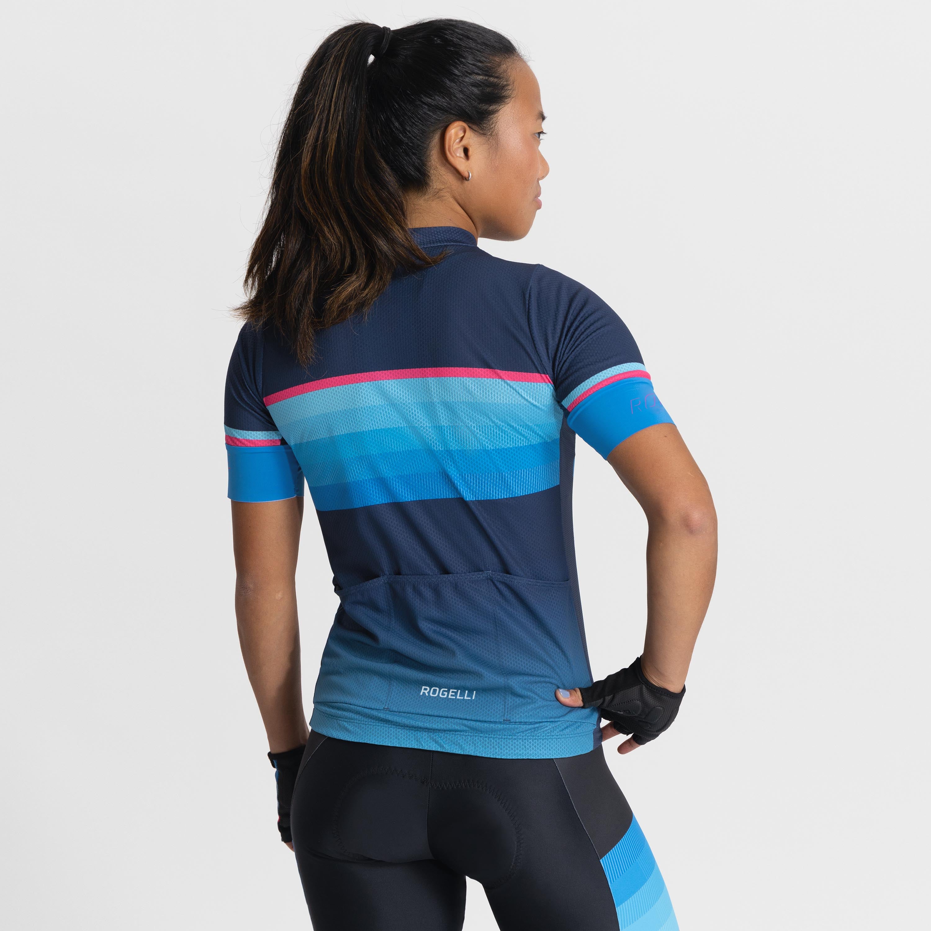 Impress II Fietsshirt Dames - Blauw/Zwart/Roze