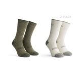 2-Pack Merino Wol Winter Fietssokken - Legergroen/Taupe
