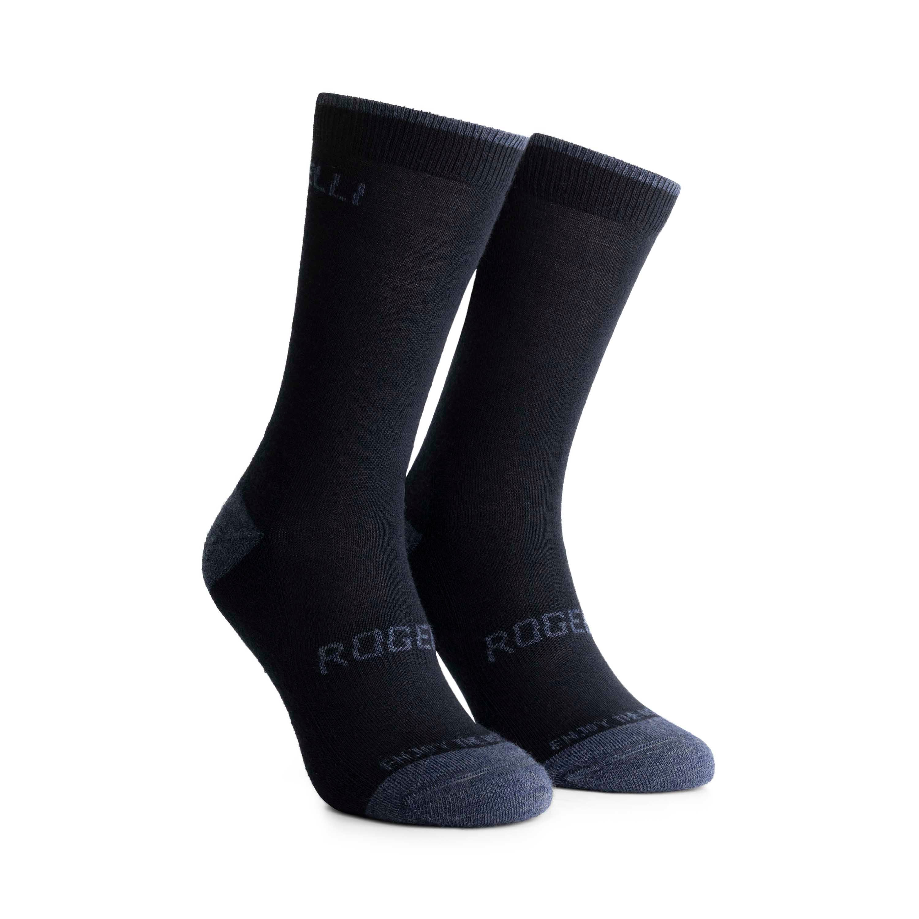 2-Pack Merino Wol Winter Fietssokken - Zwart/Grijs