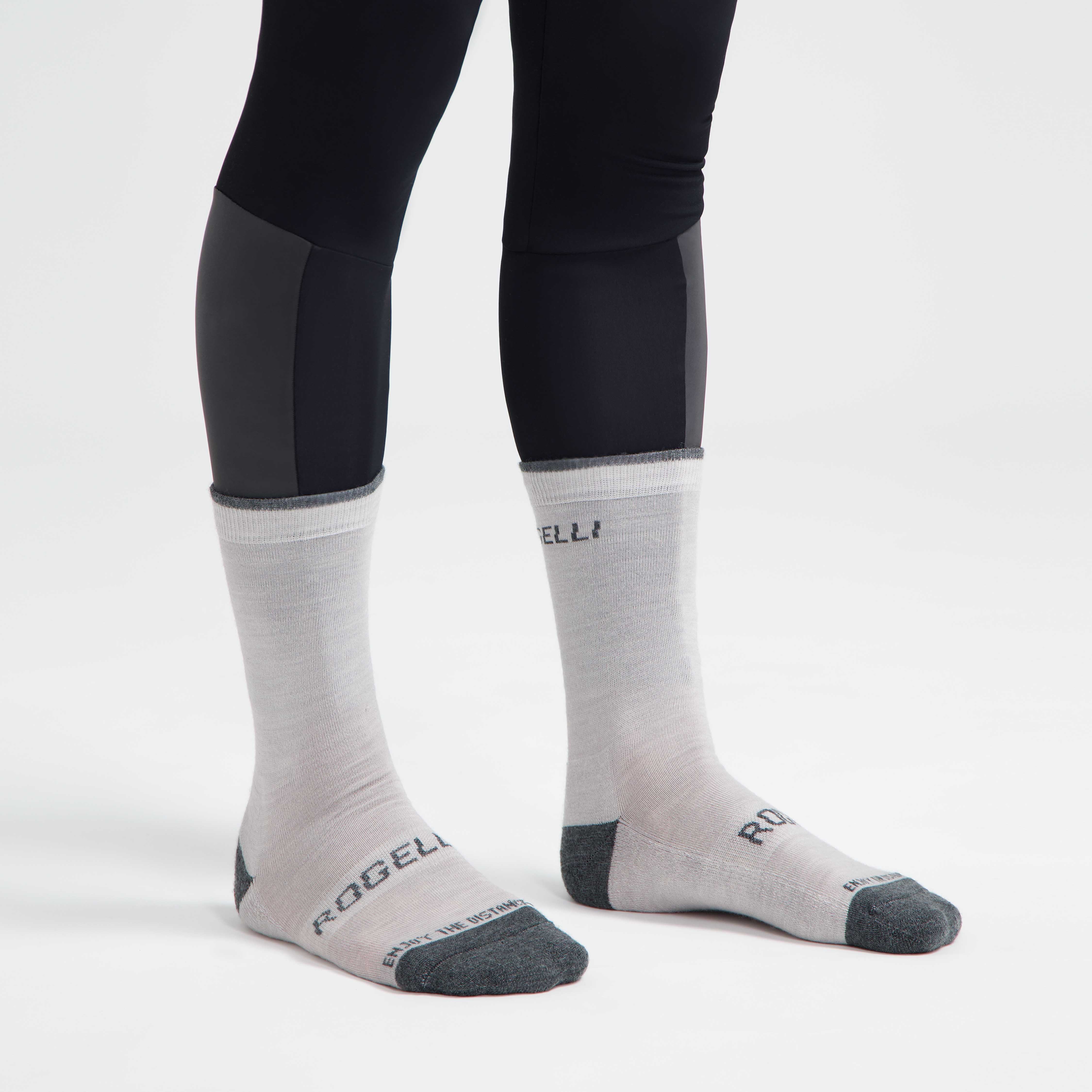 2-Pack Merino Wol Winter Fietssokken - Bordeaux/Bruin