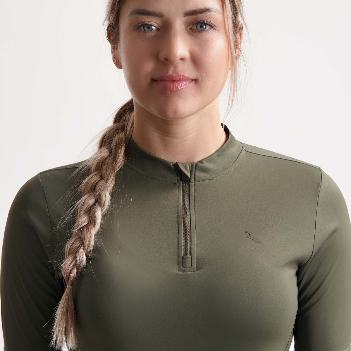 Detail van Rogelli Core fietsshirt dames groen korte mouw voorkant.
