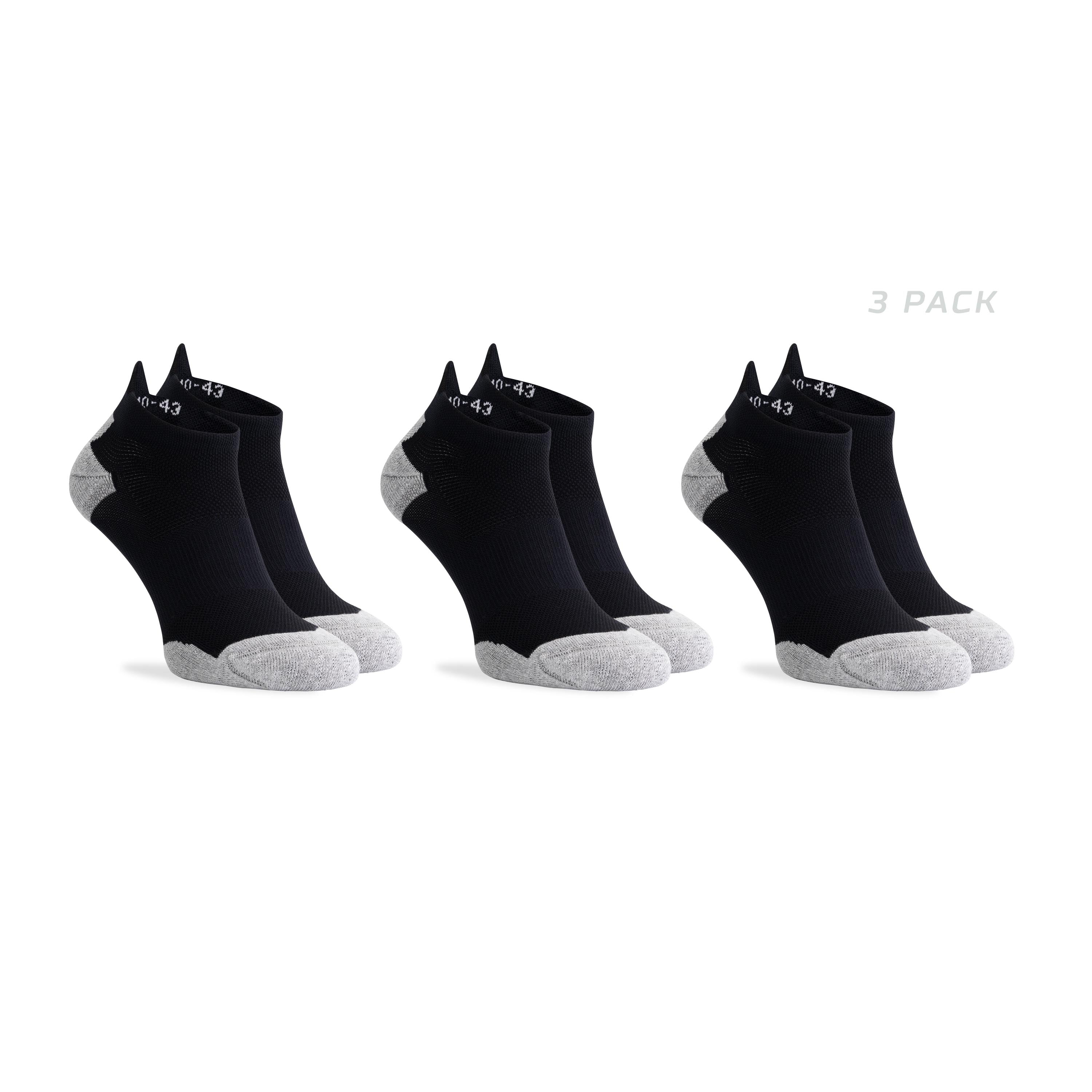 3-pack Core No show running socks - black/gray