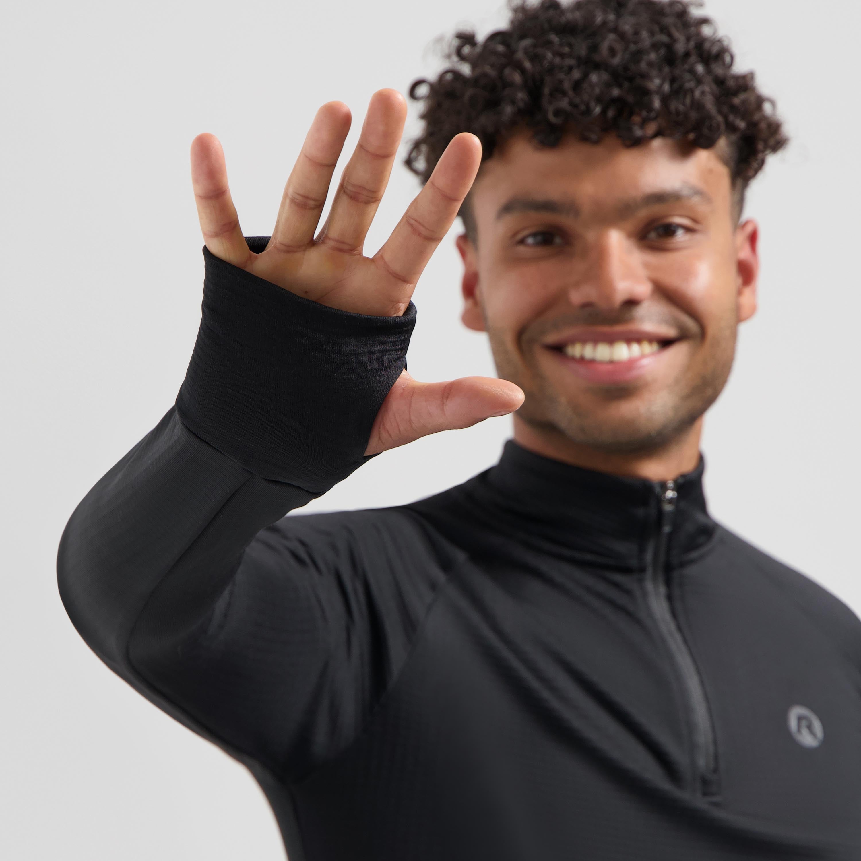 Essential Running top long sleeve 1/2 zip Men - Black