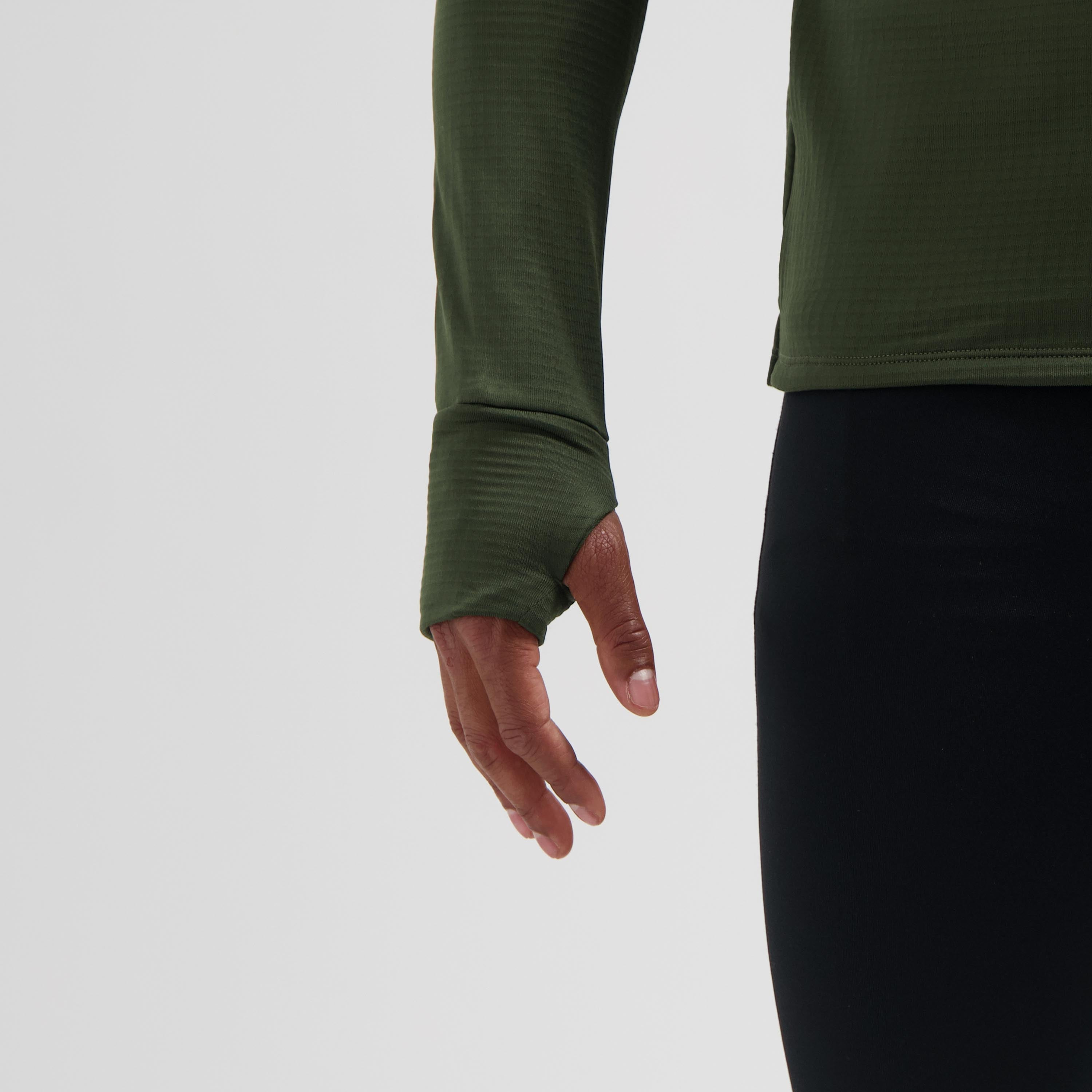 Essential Running top long sleeve 1/2 zip Men - Army green