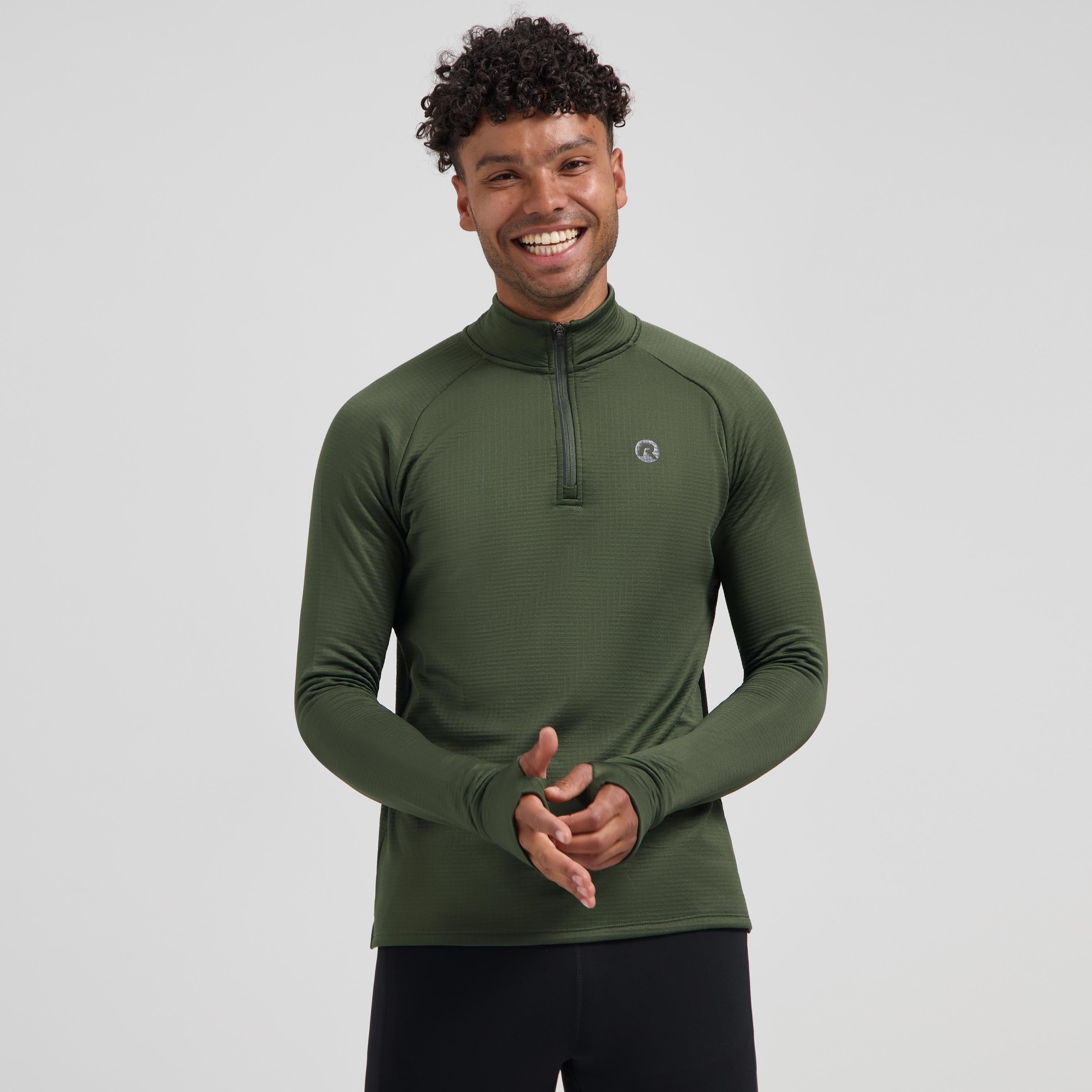 Essential Running top long sleeve 1/2 zip Men - Army green