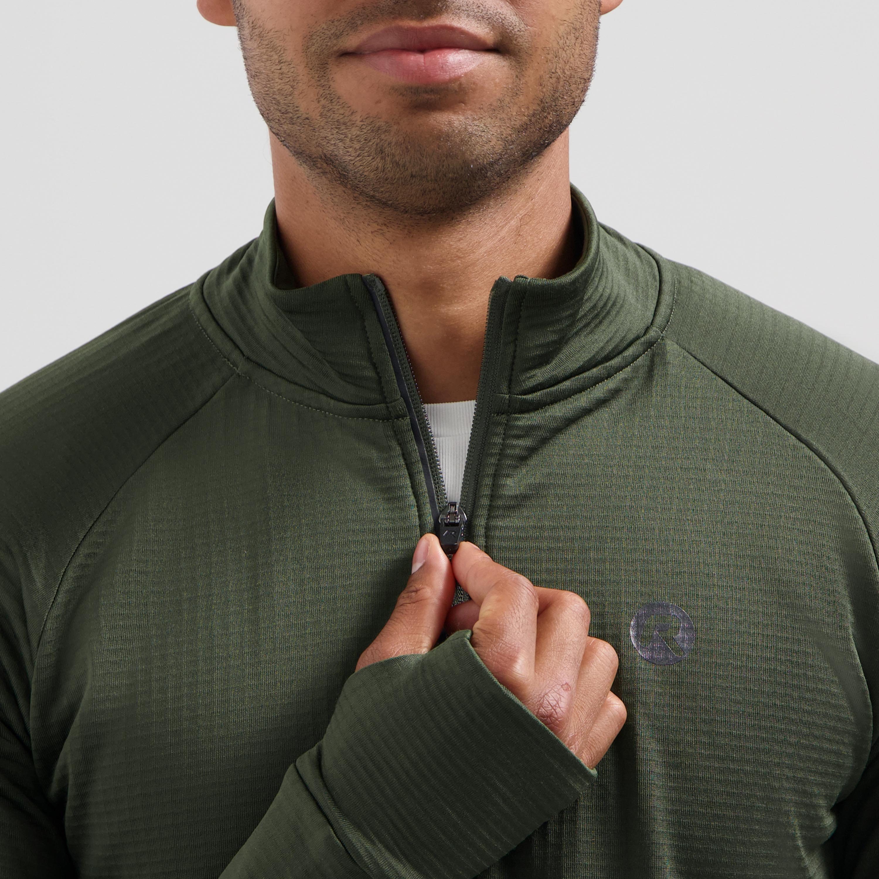 Essential Running top long sleeve 1/2 zip Men - Army green