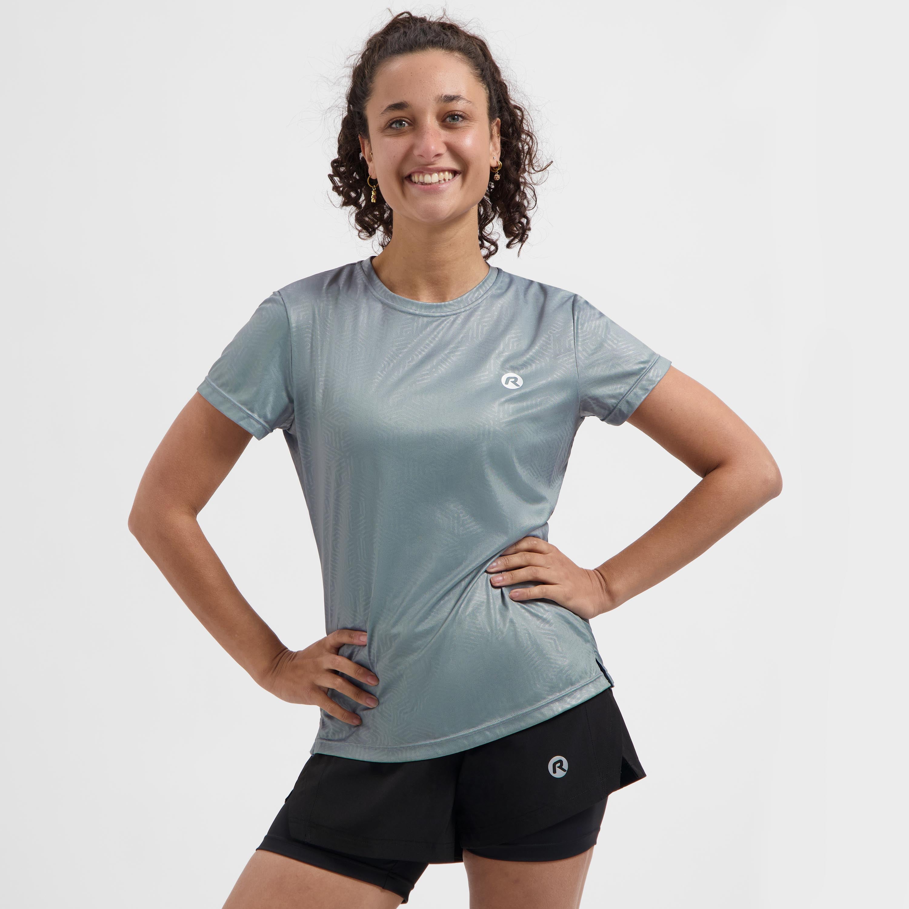 Motion Hardloopshirt Dames - Mist Grijs Reliëf