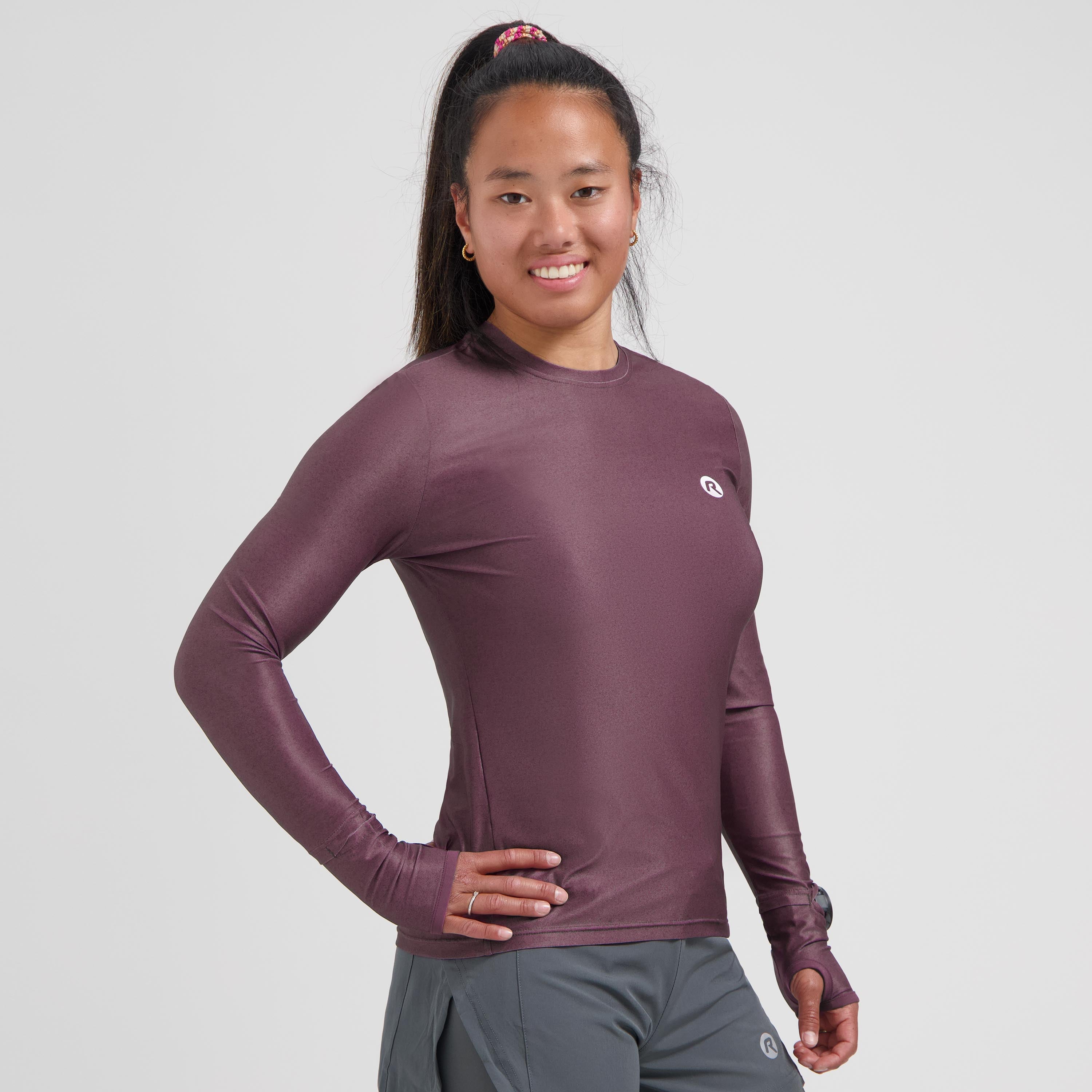 Essential Running top shirt Long sleeve ladies - Aubergine