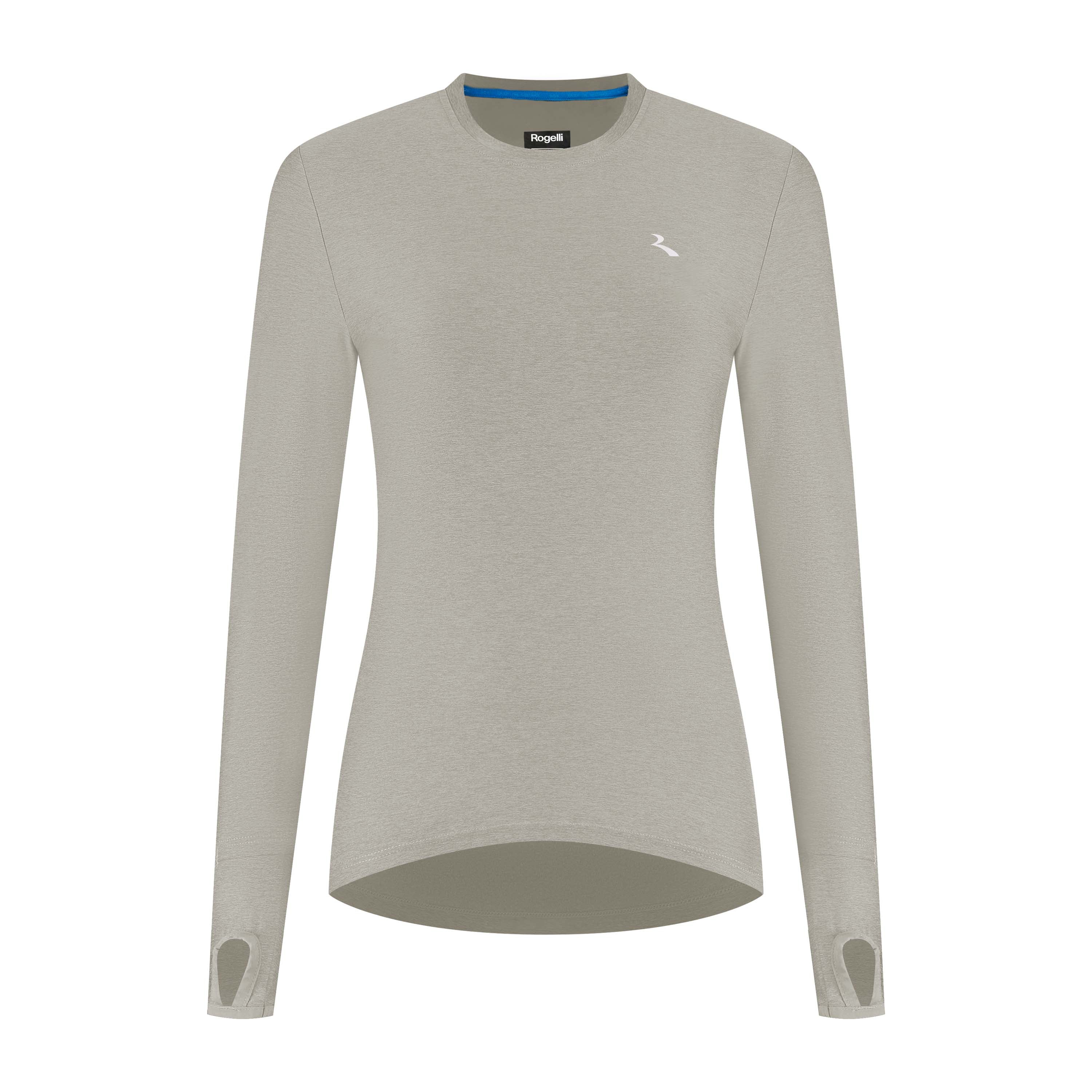 Rogelli Essential hardloopshirt L/S dames zand voorkant.
