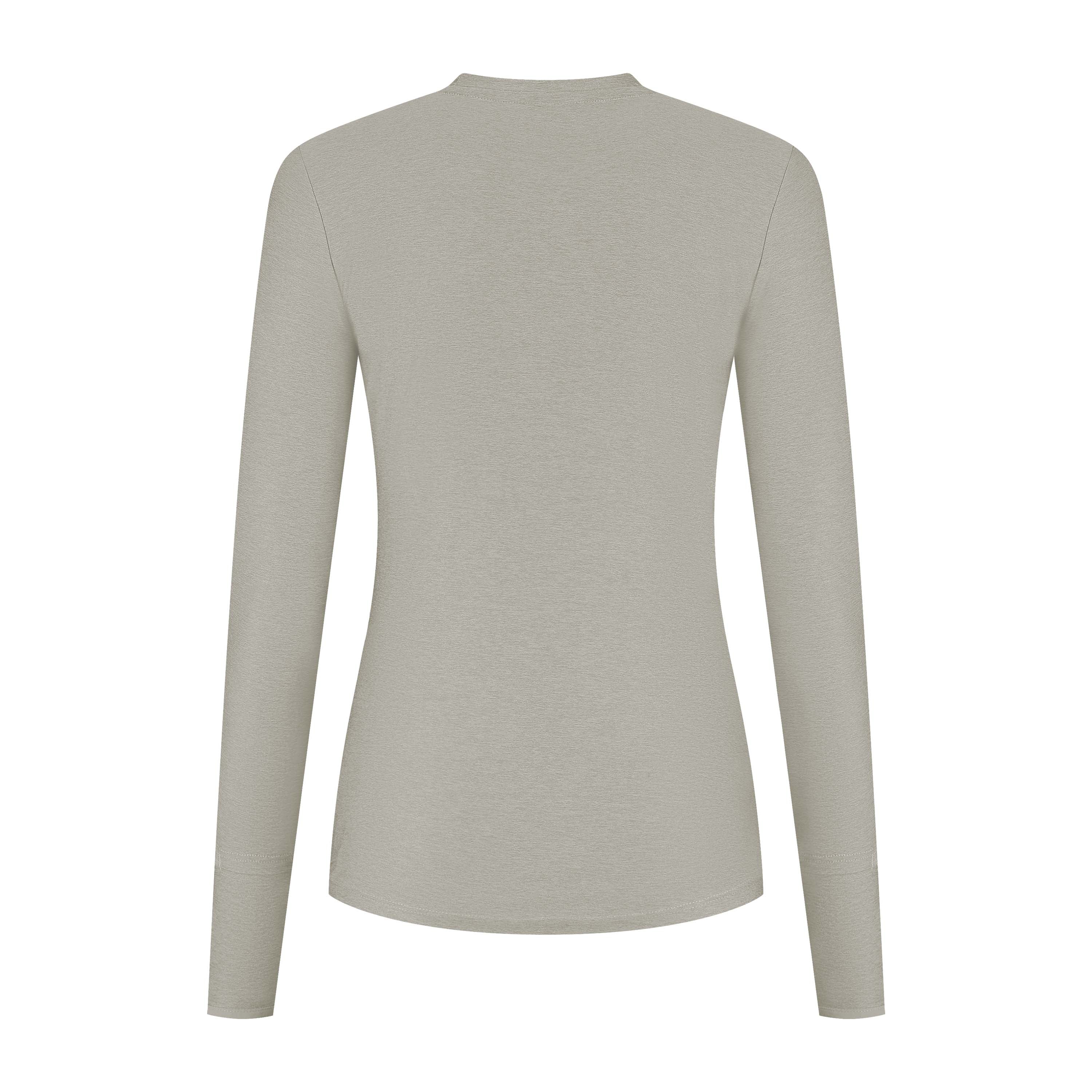 Rogelli Essential hardloopshirt L/S dames zand achterkant.
