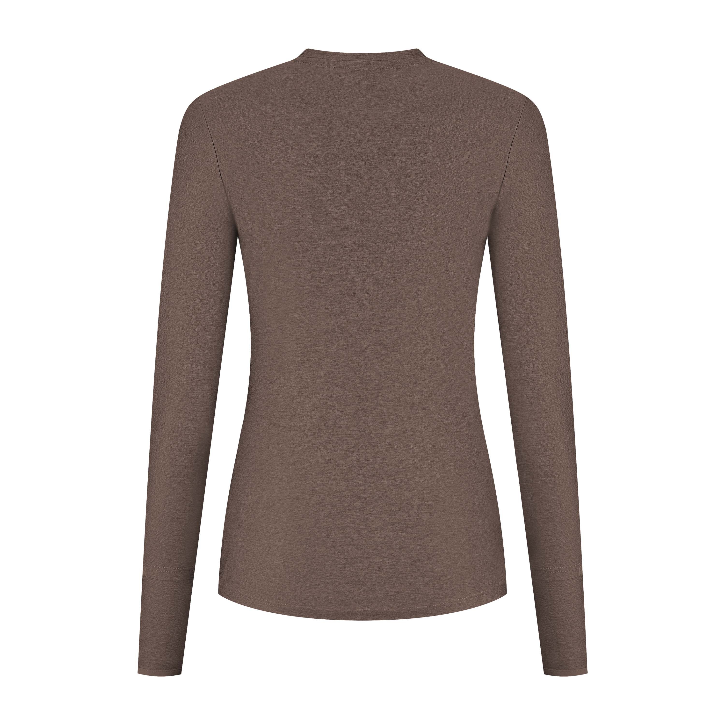 Rogelli Essential hardloopshirt L/S dames mocha achterkant.
