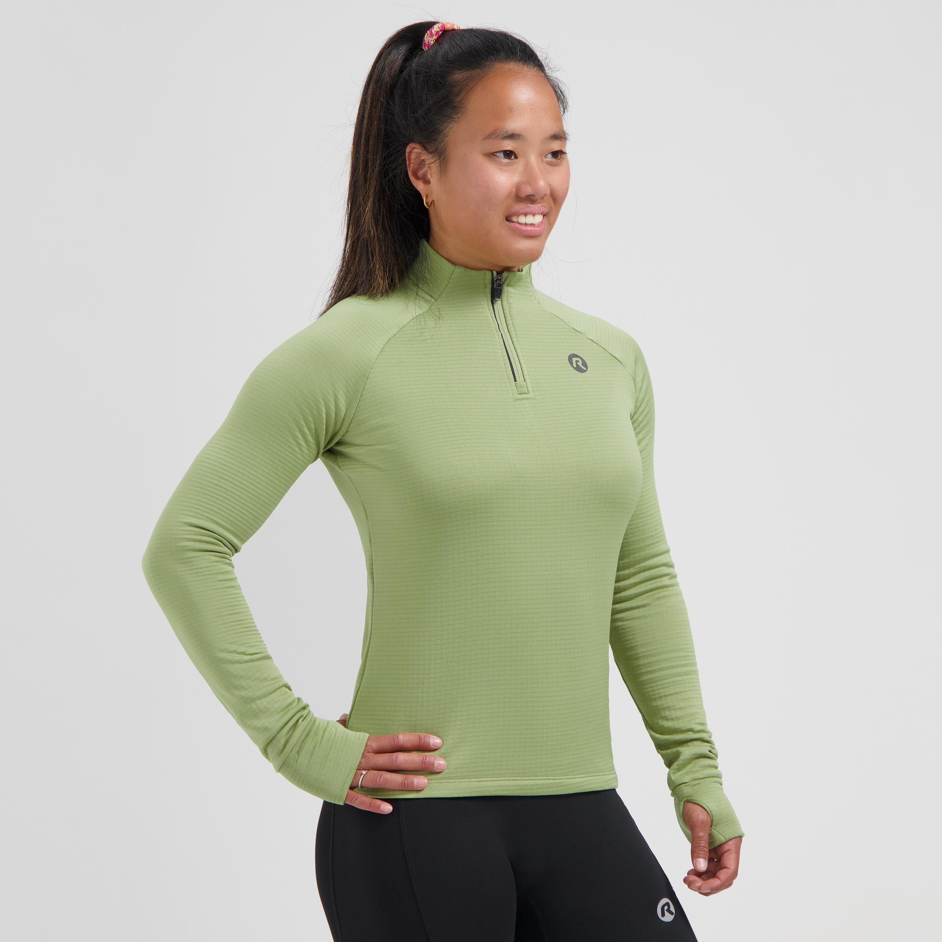 Essential Running top Long sleeve 1/2 ZIP Ladies - Saliegroen