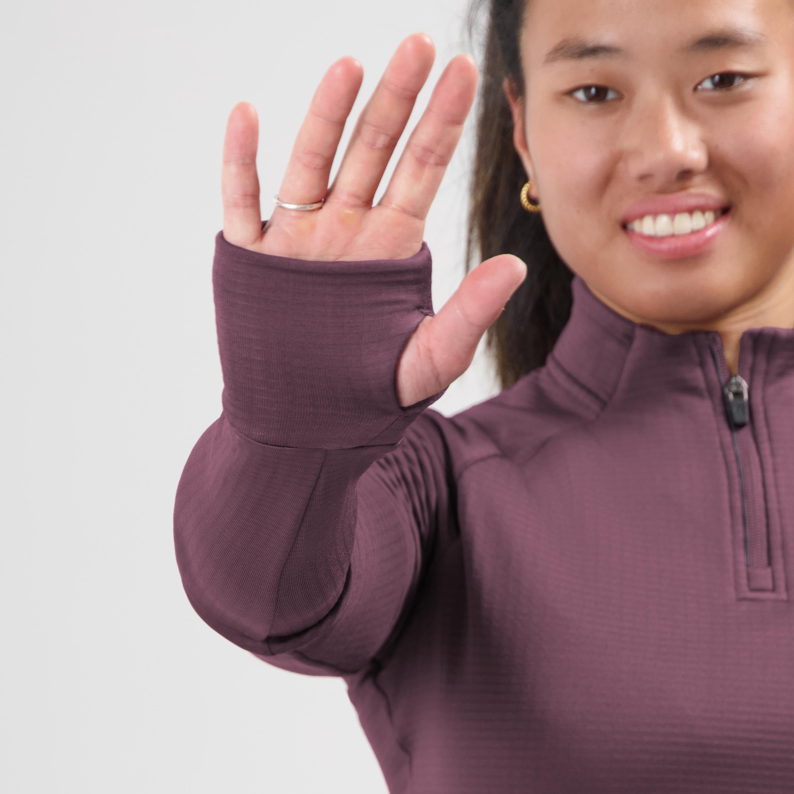 Essential Running top Long sleeve 1/2 ZIP Ladies - Aubergine