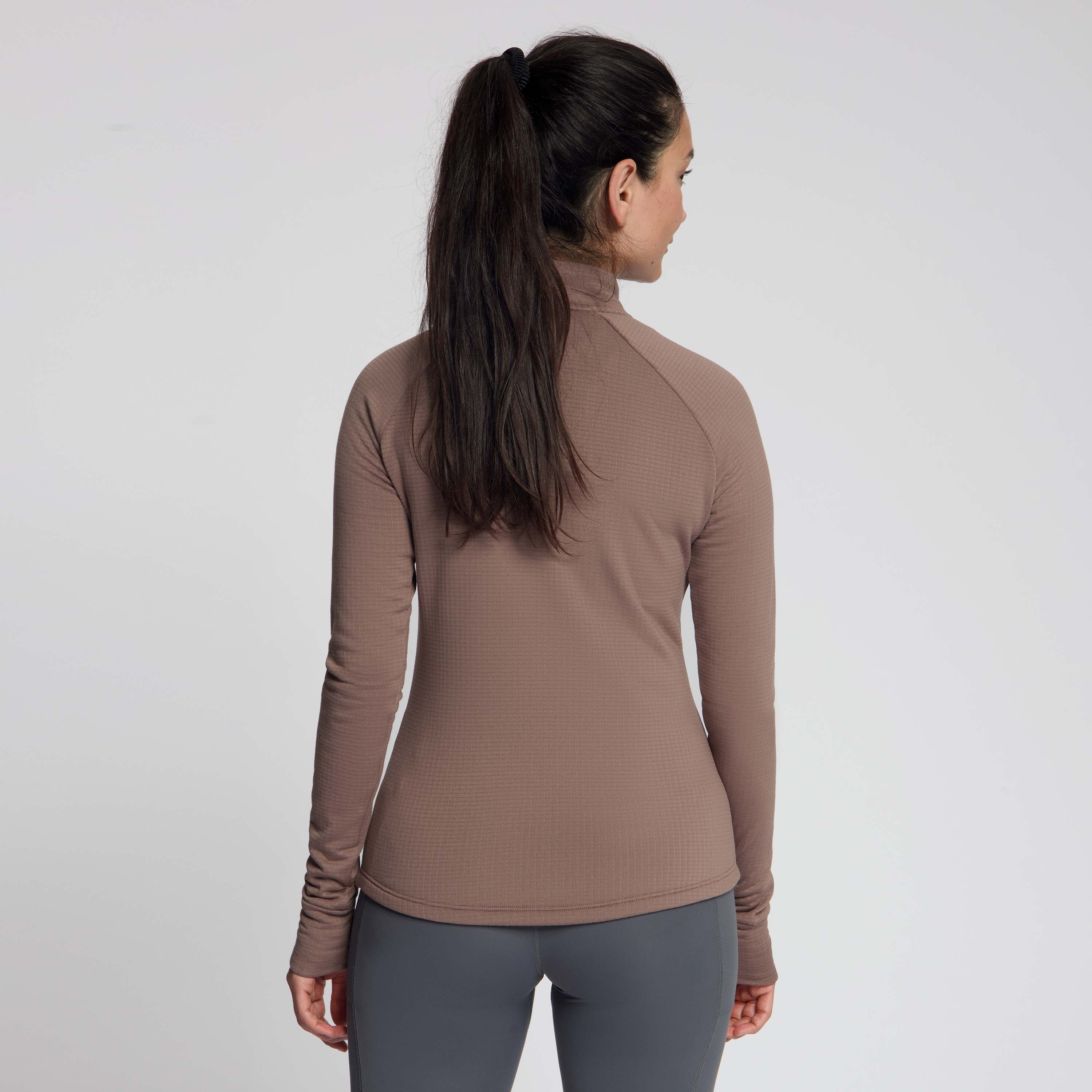 Rogelli Essential hardlooptop L/S dames mocha gedragen achterkant.
