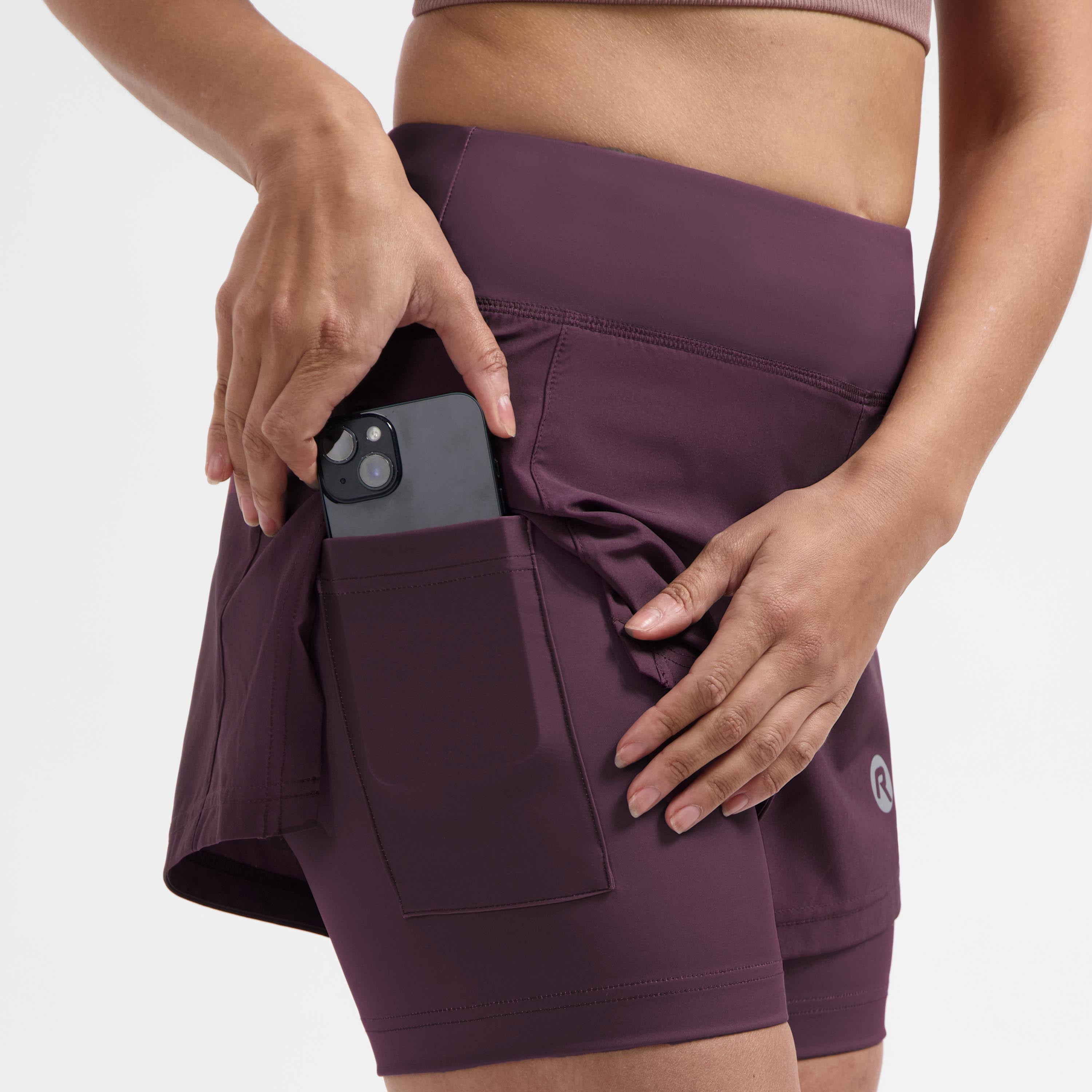 Essential 2-in-1 Kurze Laufhose Damen - Eggplant