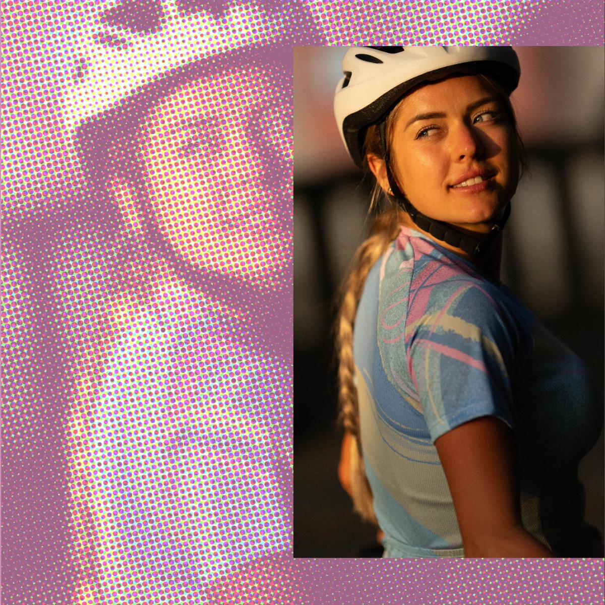Afbeelding van een vrouwelijke wielrenner gekleed in het nieuwe Vintage fietsshirt van Rogelli